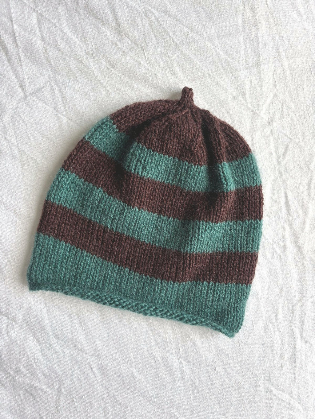 Godis in brown and turquoise, hand-knitted cashmere baby hat