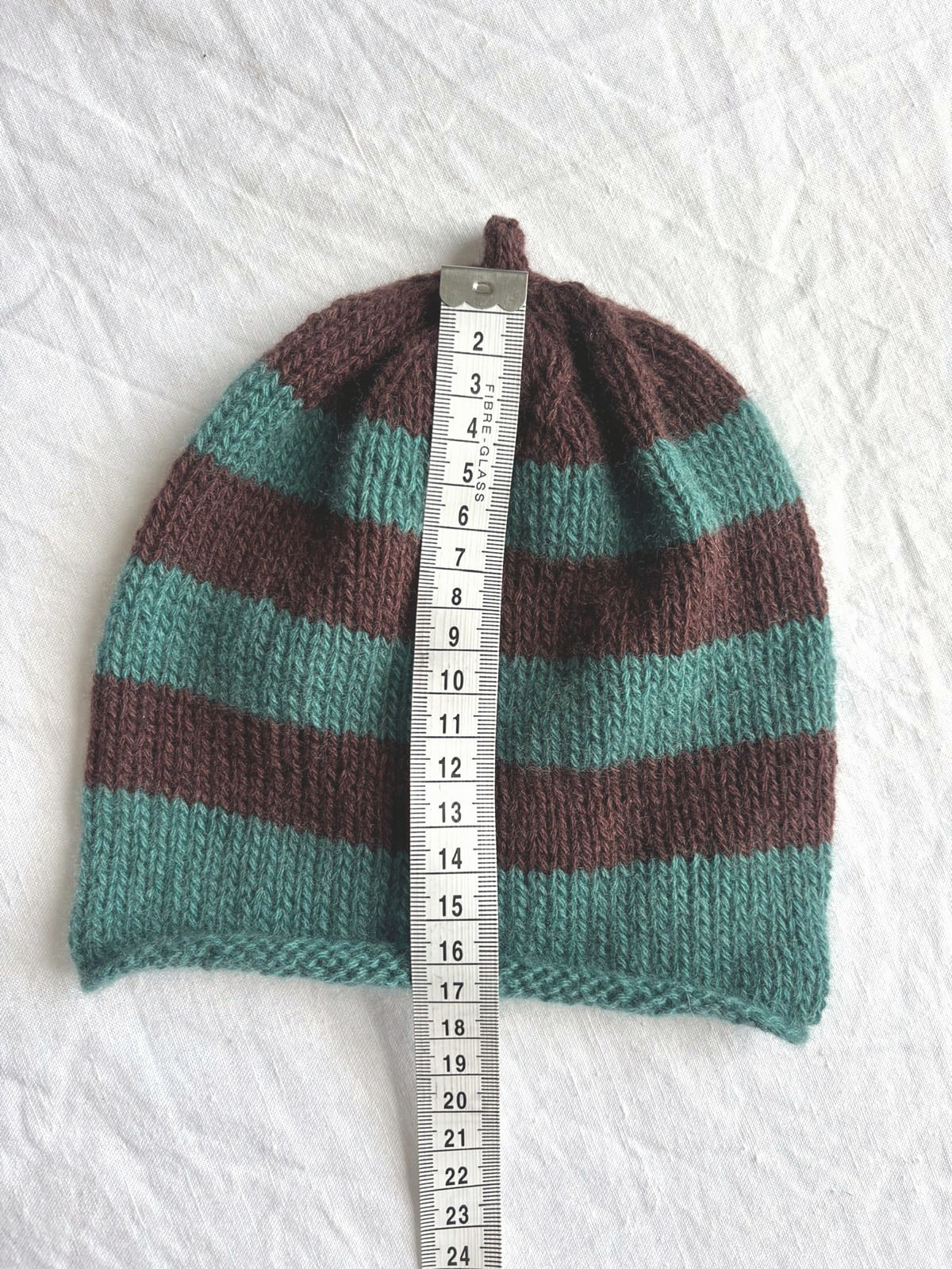 Godis in brown and turquoise, hand-knitted cashmere baby hat