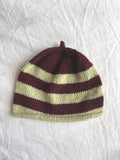 Godis in burgundy and lime, hand-knitted cashmere baby hat
