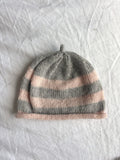Godis in grey and blush, hand-knitted cashmere baby hat