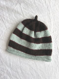 Godis in light blue and brown, hand-knitted cashmere baby hat