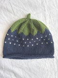 Smultron in navy, hand-knitted cashmere baby hat
