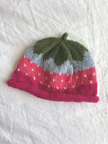Smultron in pink and baby blue, hand-knitted cashmere baby hat